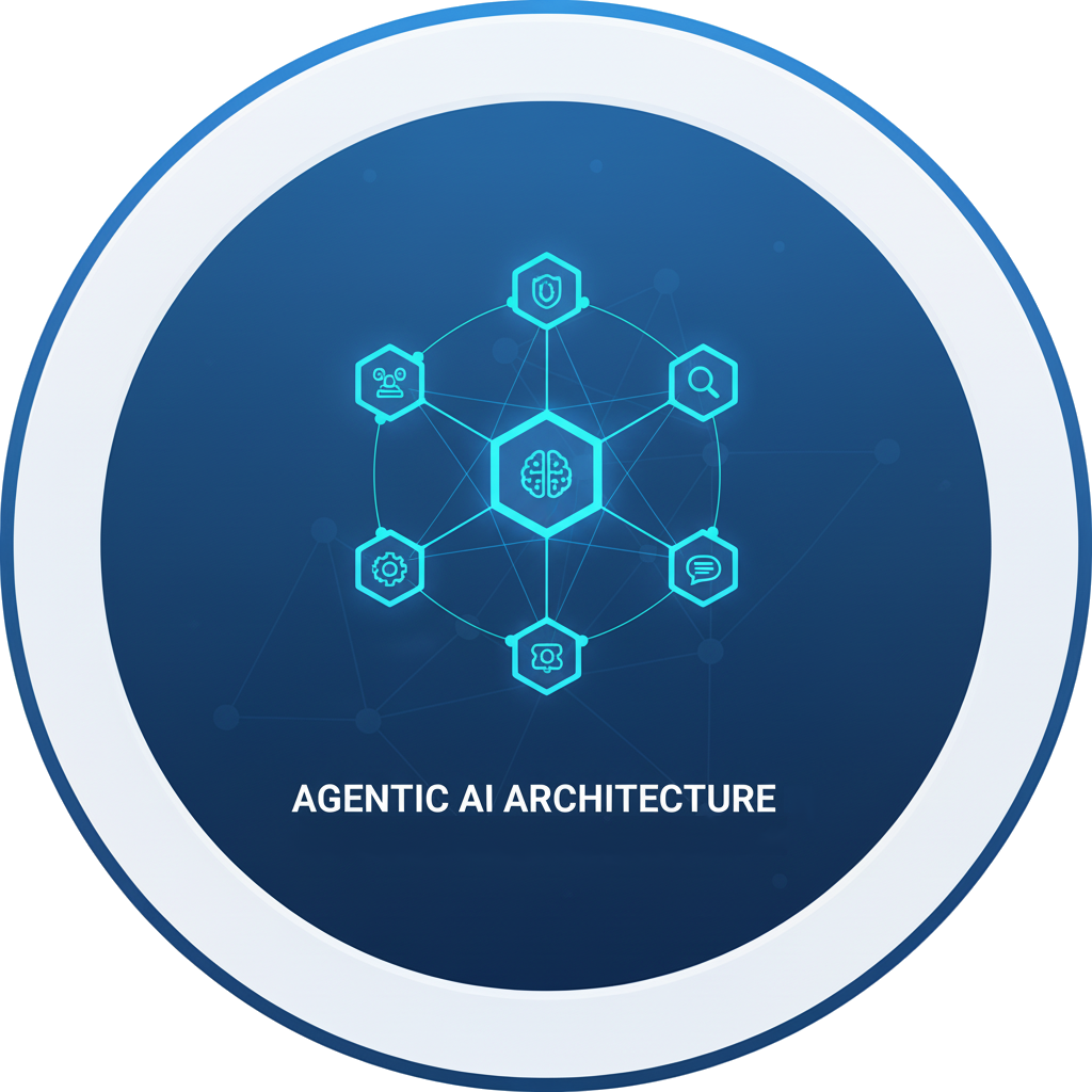 Icon representing agentic architecture with interconnected nodes
