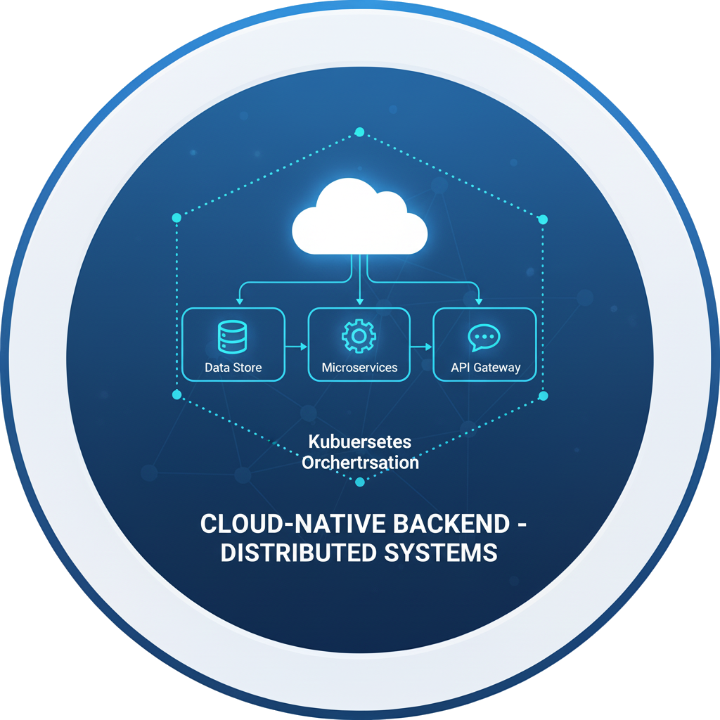 Icon depicting cloud-native backend architecture with distributed systems